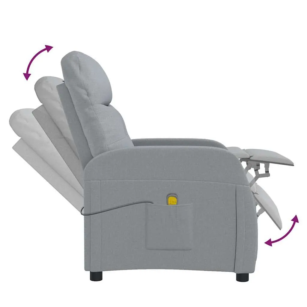 Electric Massage Chair for Home Grey Fabric Reclining Armchair 6 Massage Points