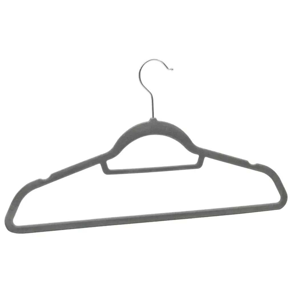 Clothes Hanger Set 50 Pieces Grey Velvet Anti-slip Plastic Metal Durable Storage