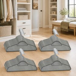 100 Durable Clothes Hangers - Grey Velvet and Metal Combo