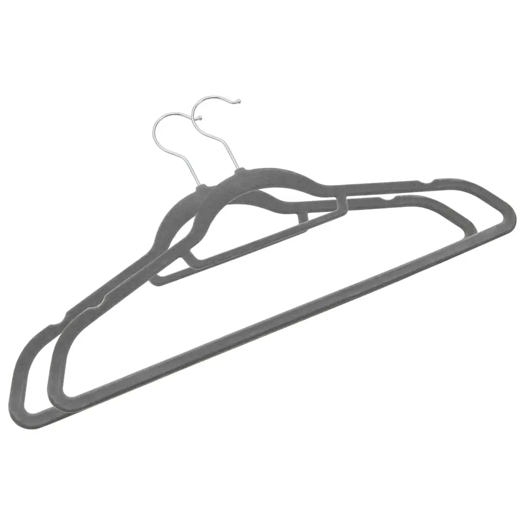 Clothes Hangers for Wardrobe or Closet 100 Piece Grey Velvet Coating Plastic Metal Durable