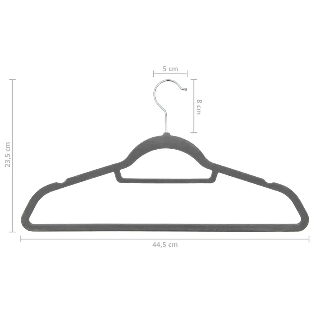Clothes Hangers for Wardrobe or Closet 100 Piece Grey Velvet Coating Plastic Metal Durable