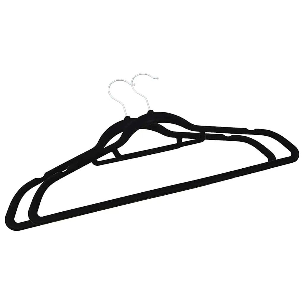 Clothes Hangers 100 Pack Anti-slip Velvet Black Wardrobe Storage Organiser Set