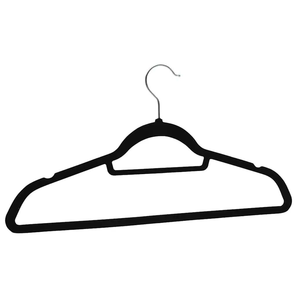 Clothes Hangers 100 Pack Anti-slip Velvet Black Wardrobe Storage Organiser Set