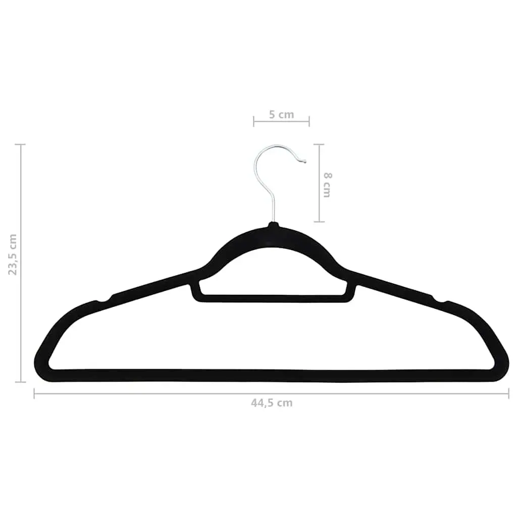 Clothes Hangers 100 Pack Anti-slip Velvet Black Wardrobe Storage Organiser Set