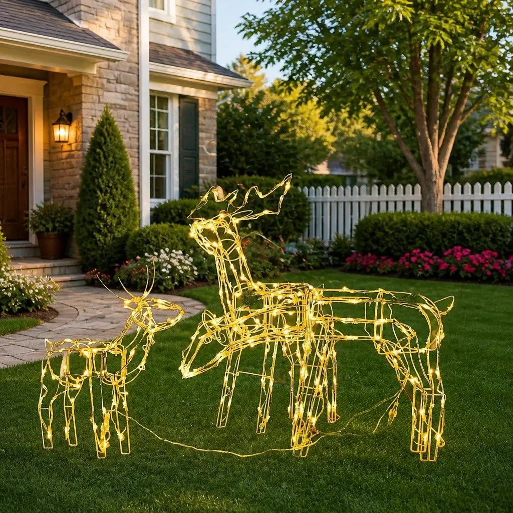 Christmas Reindeer LED Light Display Decoration Warm White 229 LEDs Indoor