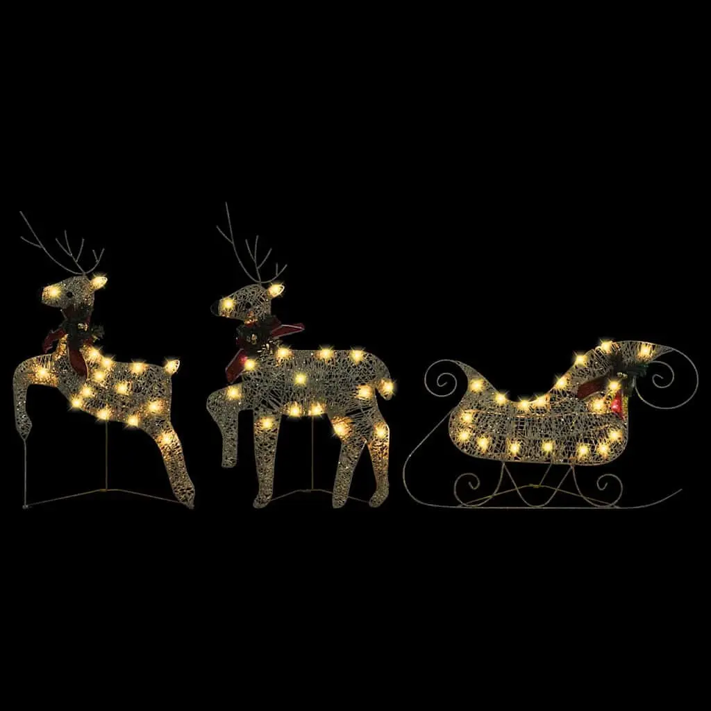 Reindeer and Sleigh Gold LED Lights Christmas Decoration for Outdoor and Indoor Use 60 Count