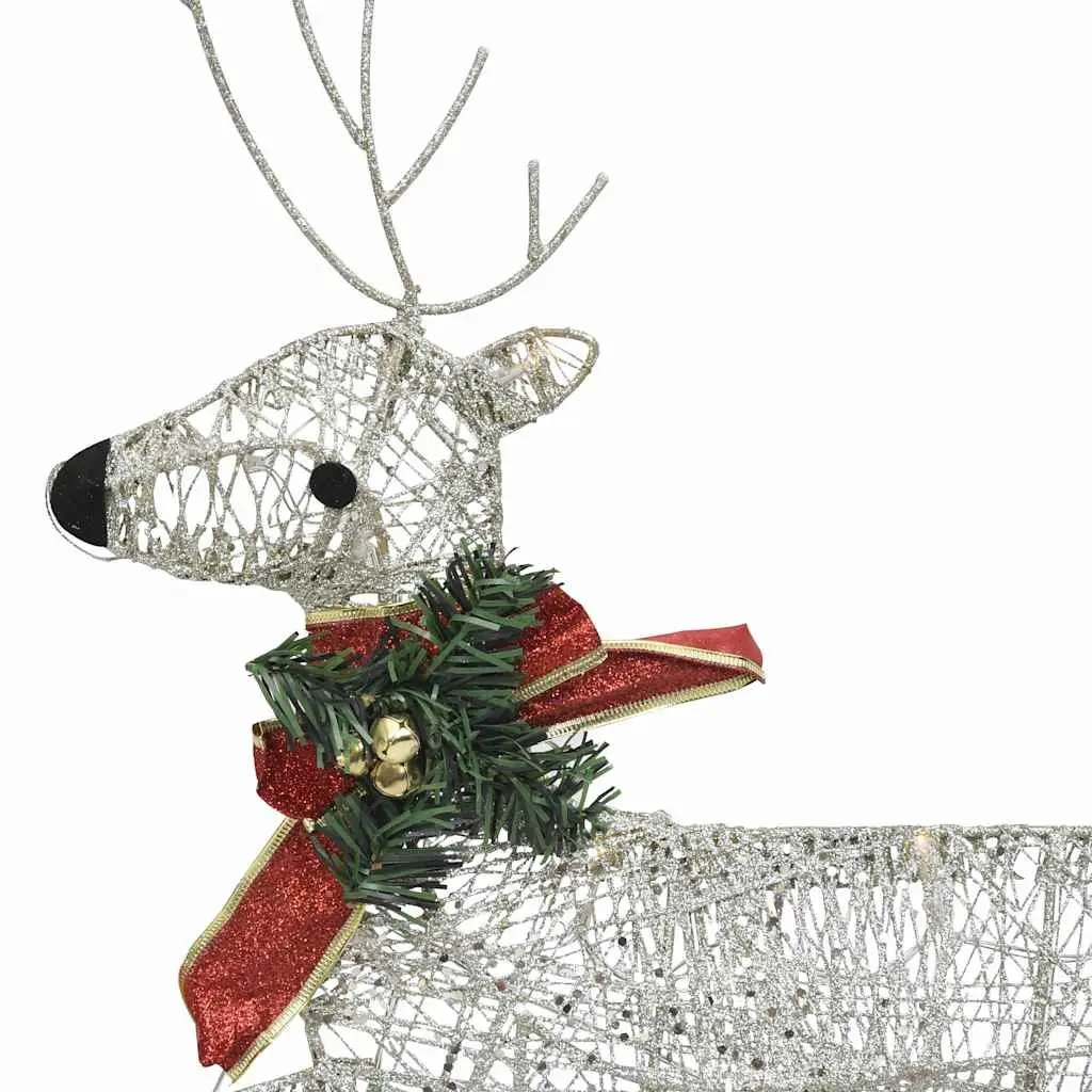 Reindeer and Sleigh Gold LED Lights Christmas Decoration for Outdoor and Indoor Use 60 Count