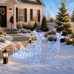 Specifications of 160 LED Cold White Reindeer Sleigh Decoration