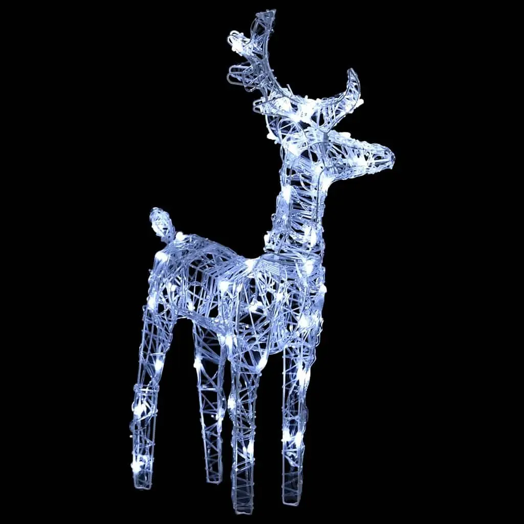 Christmas Reindeer Sleigh Decoration Cold White LED Lights Garden Outdoor Yard