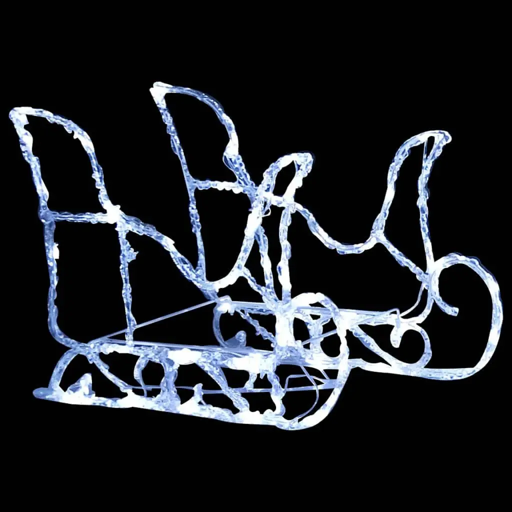 Christmas Reindeer Sleigh Decoration Cold White LED Lights Garden Outdoor Yard