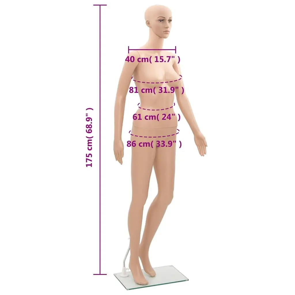 Female Mannequin Display Figure for Boutique Shop 360° Adjustable Head Arms Beige
