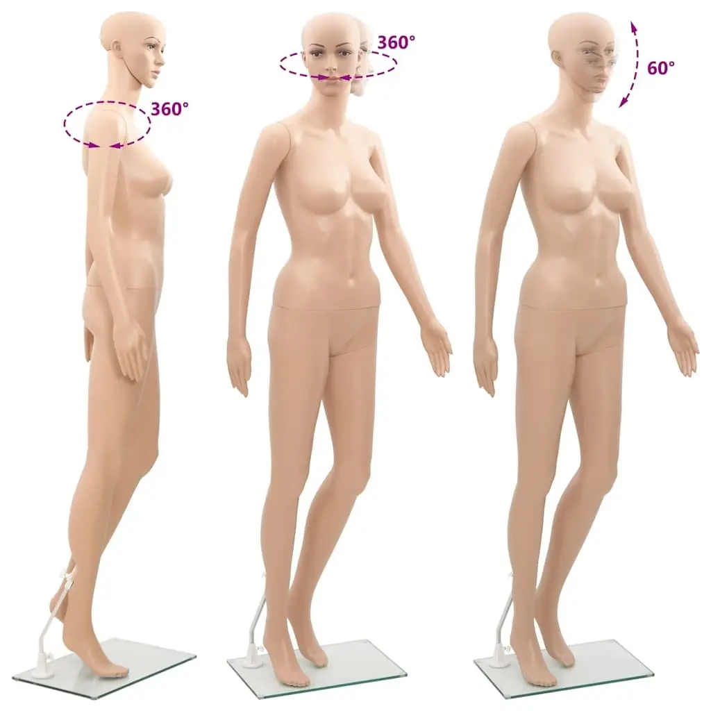 Female Mannequin Display Figure for Boutique Shop 360° Adjustable Head Arms Beige