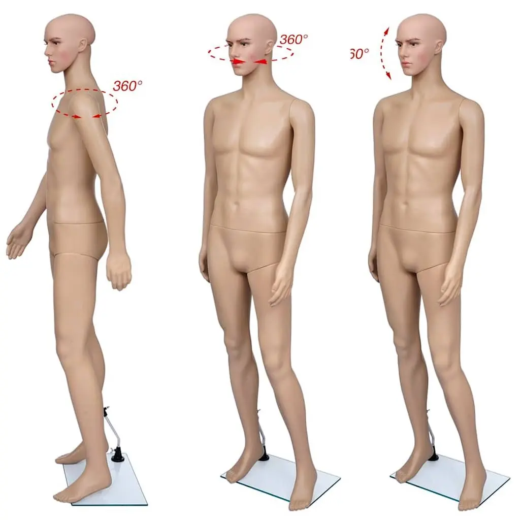 Full-Body Male Mannequin Beige Display Torso with Head Arms Legs for Retail Shop Window