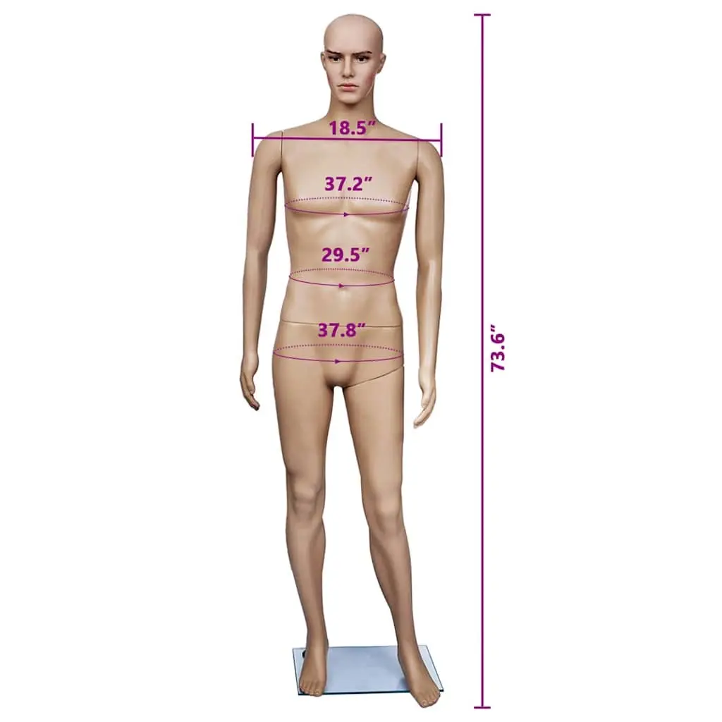 Full-Body Male Mannequin Beige Display Torso with Head Arms Legs for Retail Shop Window