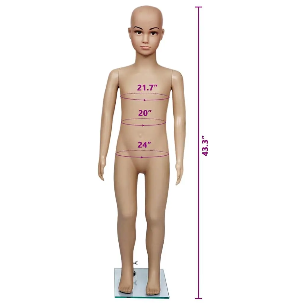 Child Mannequin Display Torso Beige Removable Arms Head Rotating Retail Shop