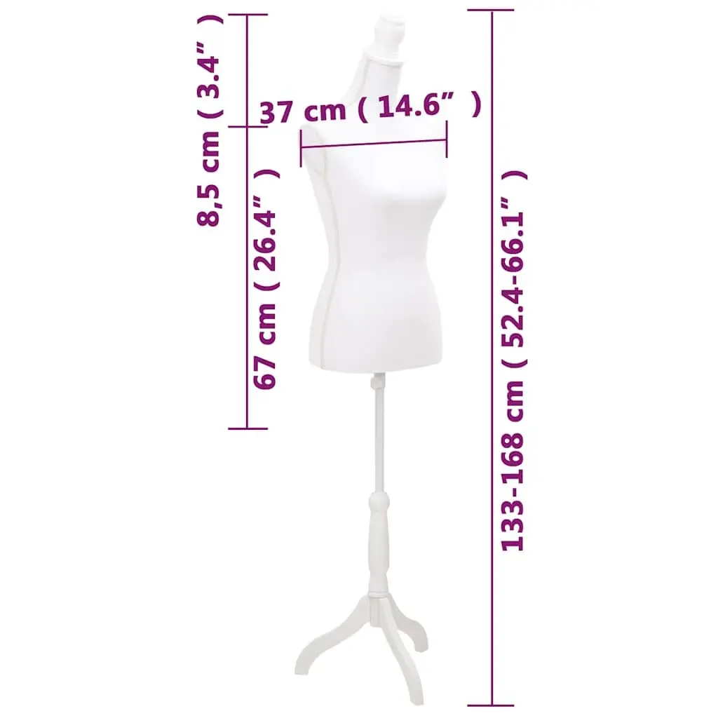 Ladies Dress Form Bust Display Mannequin Adjustable Height White Torso Stand