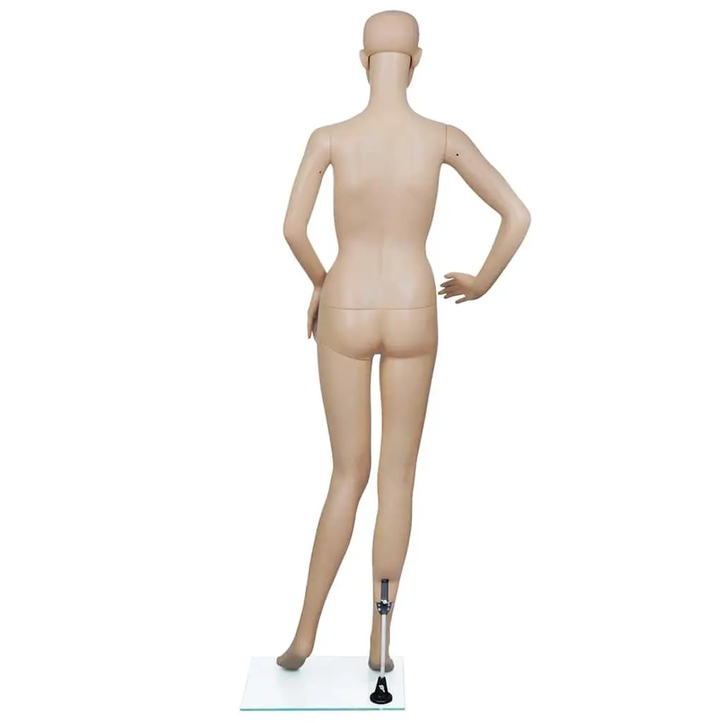 Women Full Body Mannequin Display Torso with Glass Base Stand Beige