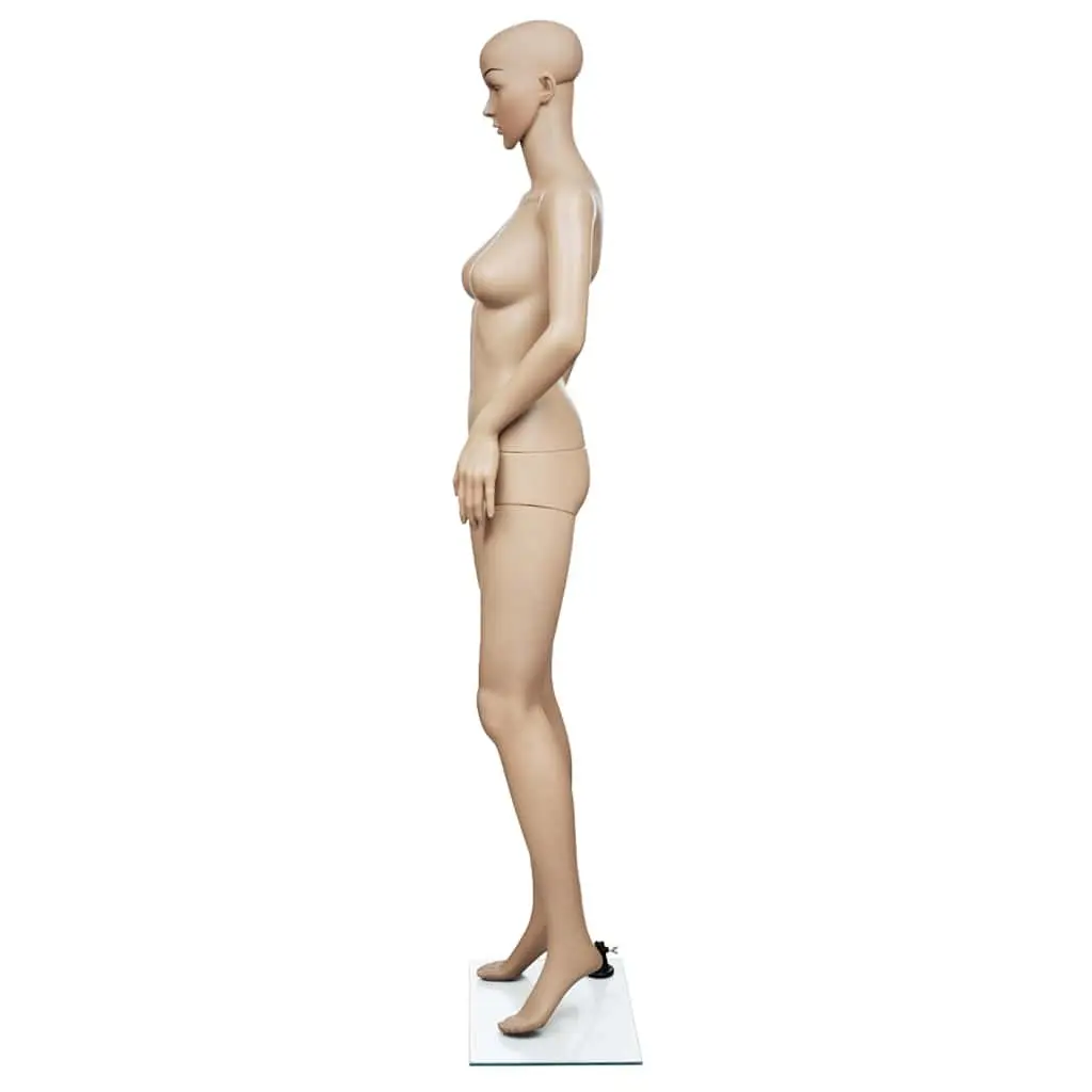 Women Full Body Mannequin Display Torso with Glass Base Stand Beige