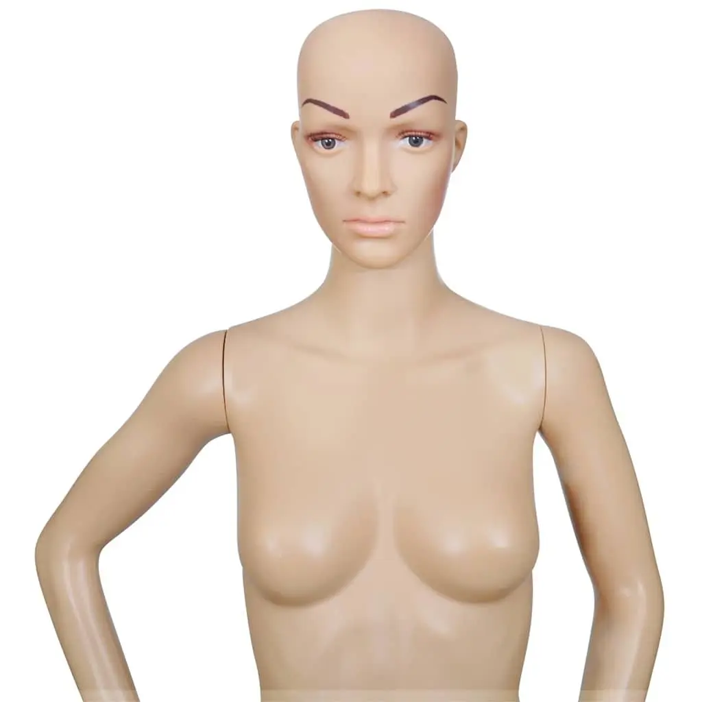 Women Full Body Mannequin Display Torso with Glass Base Stand Beige