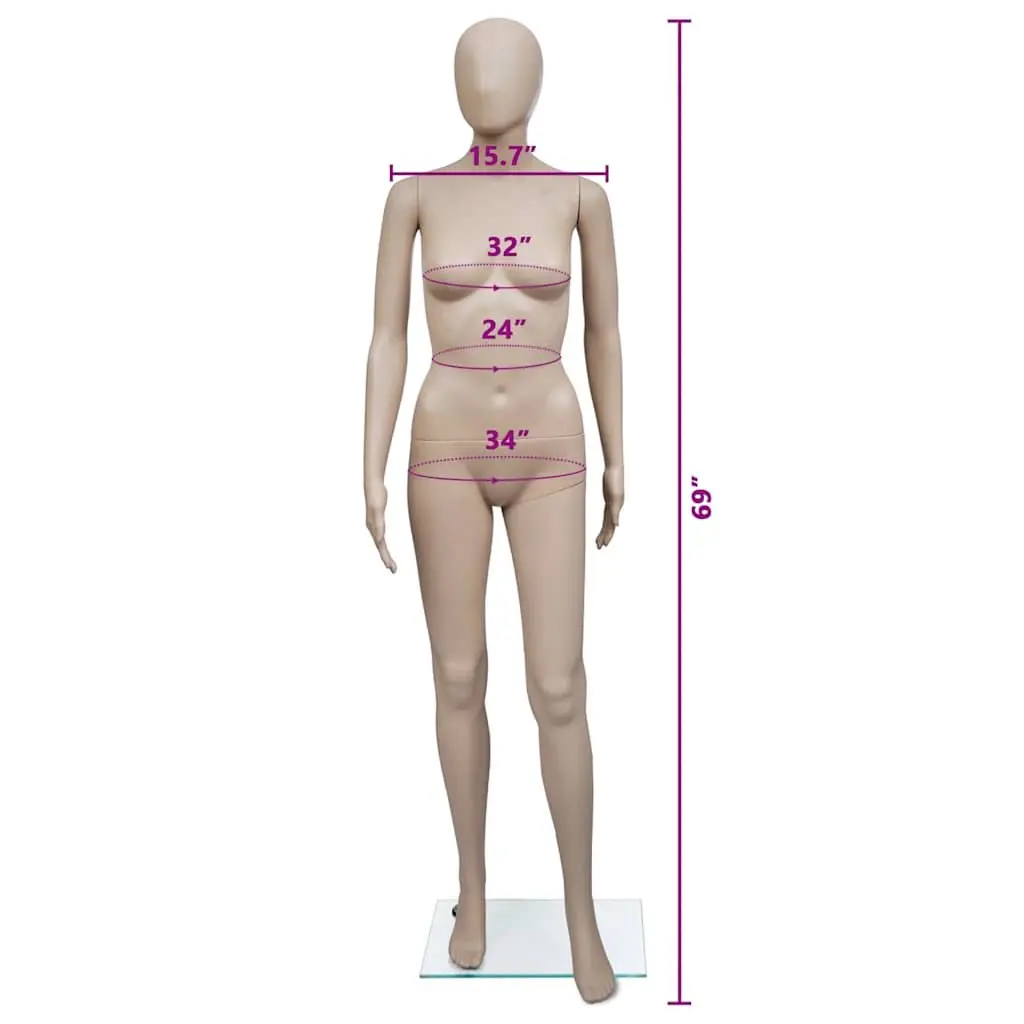 Female Display Mannequin for Fashion Retail 6 Piece Beige Torso with Glass Base Stand