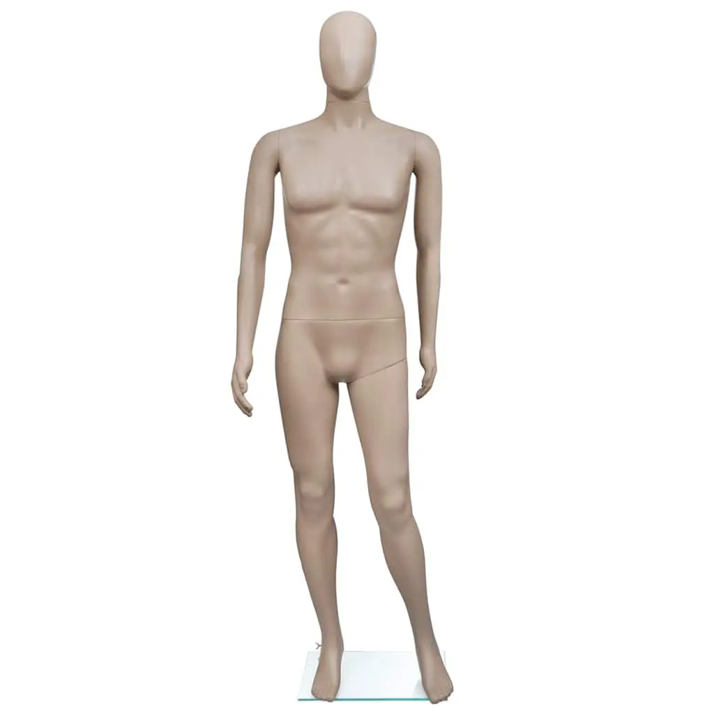 Full-Body Male Mannequin Display Beige 360° Rotatable Head Retail Clothing Dress