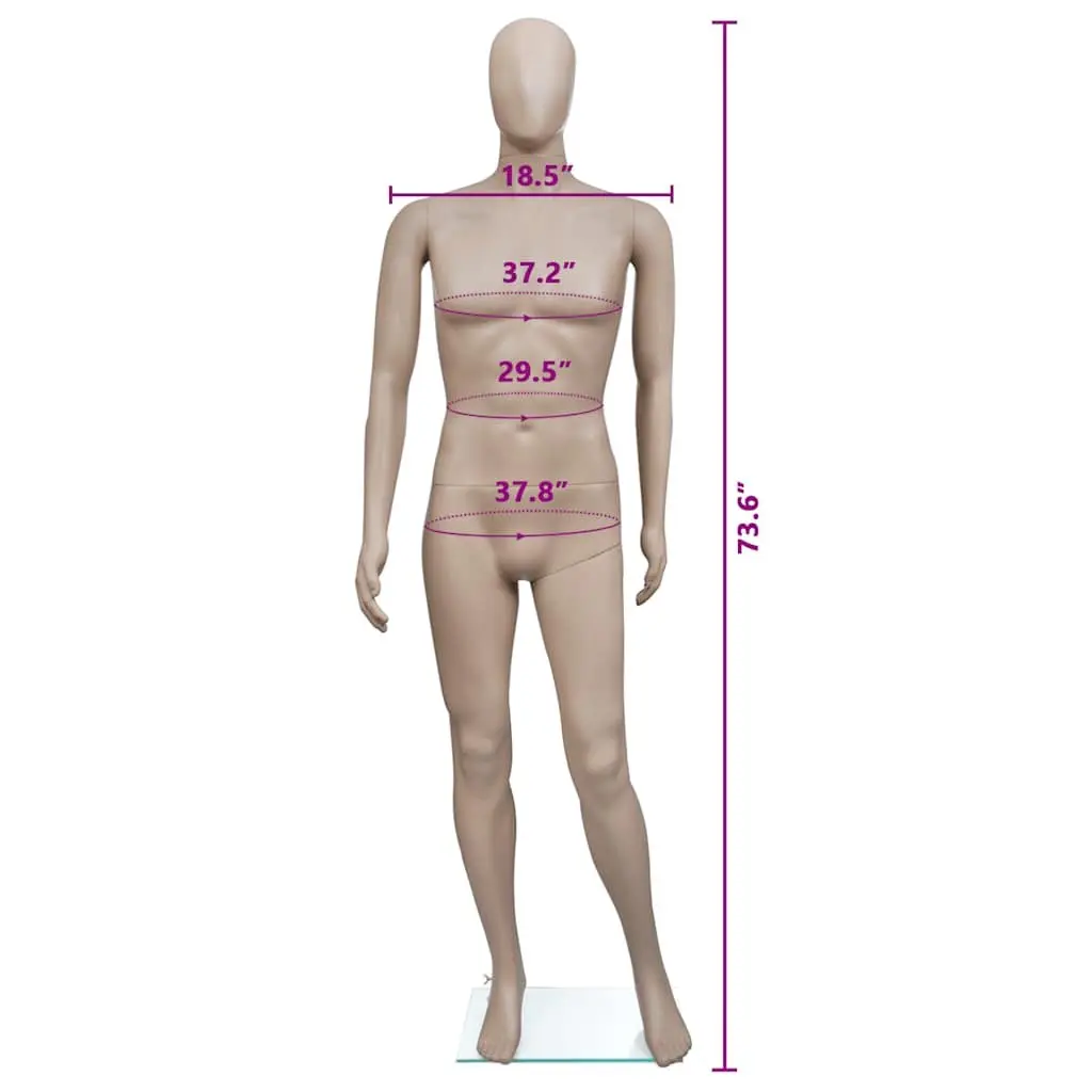 Full-Body Male Mannequin Display Beige 360° Rotatable Head Retail Clothing Dress