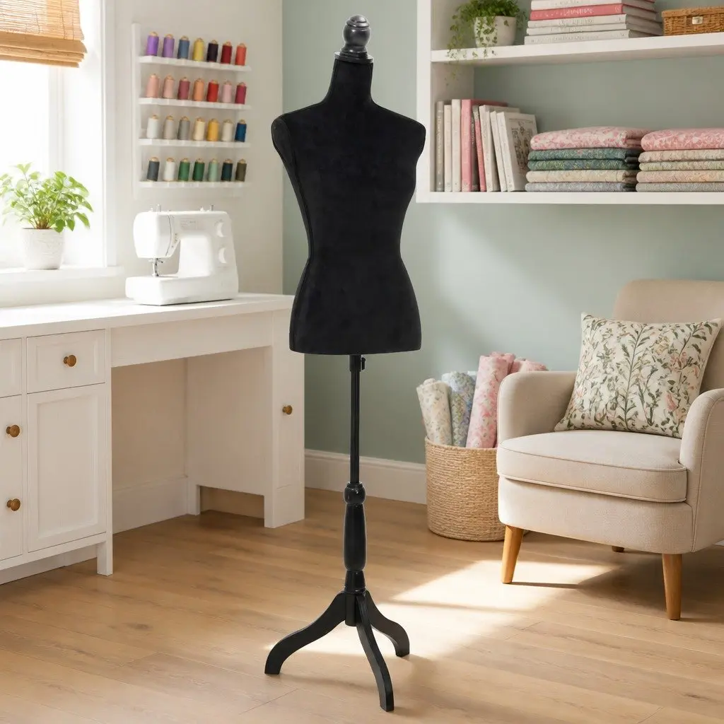Black Female Dressmaker Dummy with Adjustable Torso