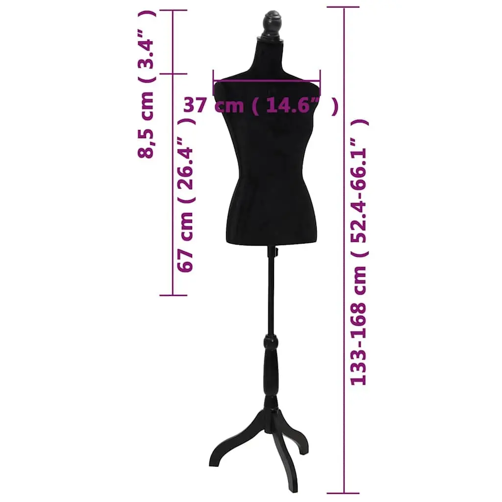 Black Female Dressmaker Dummy with Adjustable Torso