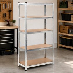 5-Layer Heavy-Duty Industrial Storage Shelf Steel Frame Engineered Wood