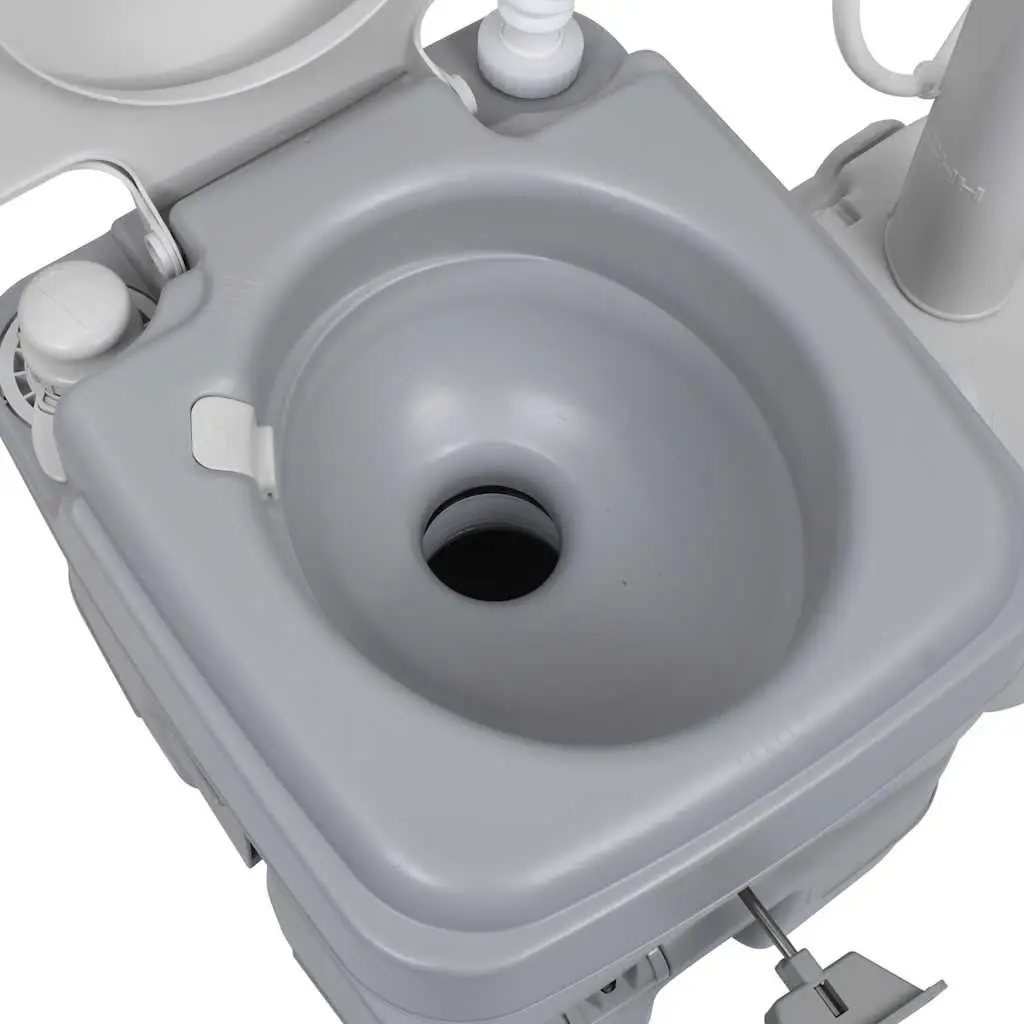 Portable Camping Toilet Handwash Stand Set Grey Outdoor 20 Litre Waste Tank 10 Litre Fresh Water Tank 17 Litre Handwash Tank