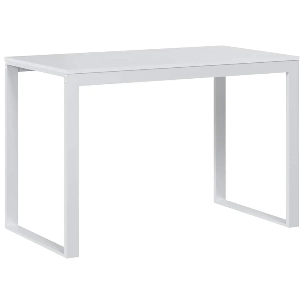 White Computer Desk 110x60x73 cm Spacious Work Surface Home Office Workstation Sturdy Engineered Wood and Metal Frame