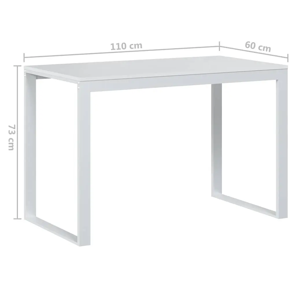 White Computer Desk 110x60x73 cm Spacious Work Surface Home Office Workstation Sturdy Engineered Wood and Metal Frame