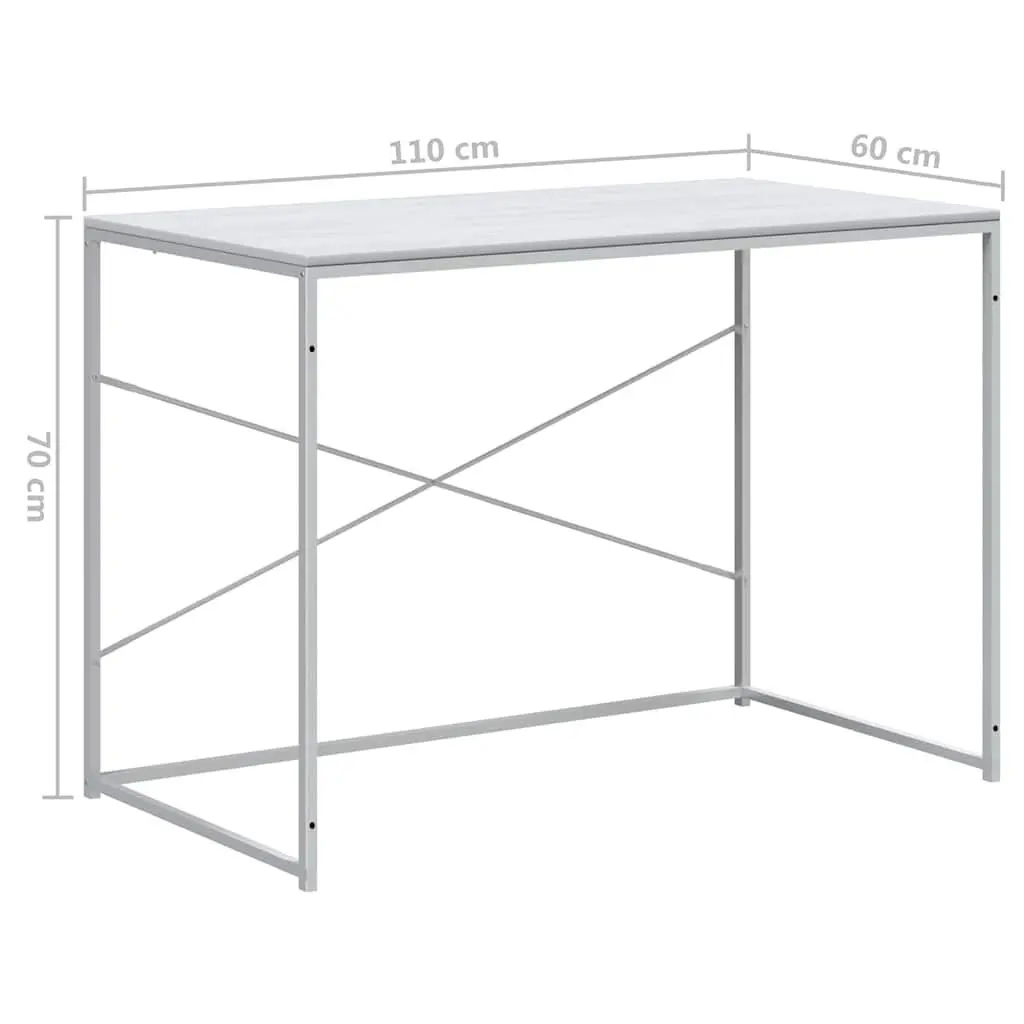 Computer Desk for Office Study 110x60x70 cm Engineered Wood Metal Frame White