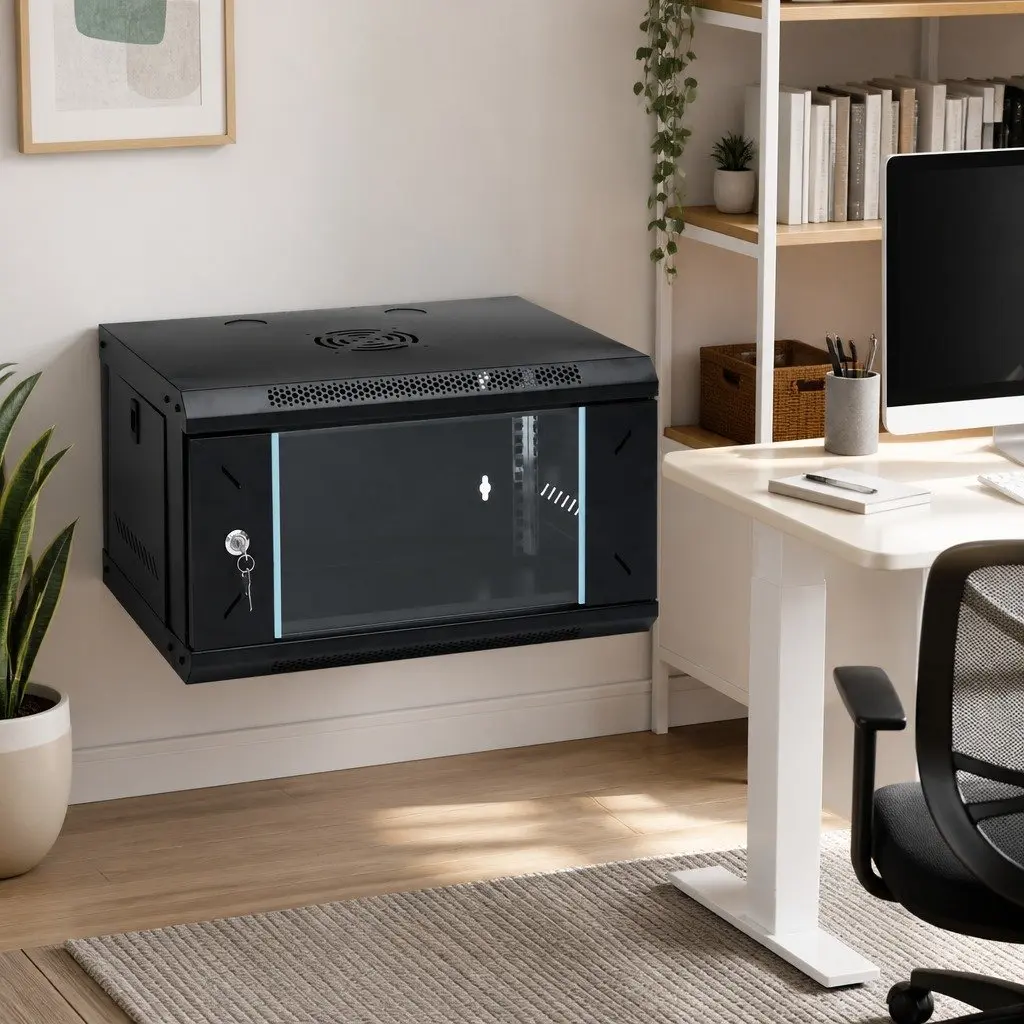 6U Wall Mounted Network Cabinet 19 inch Lockable Server Rack Storage 53x40x30cm