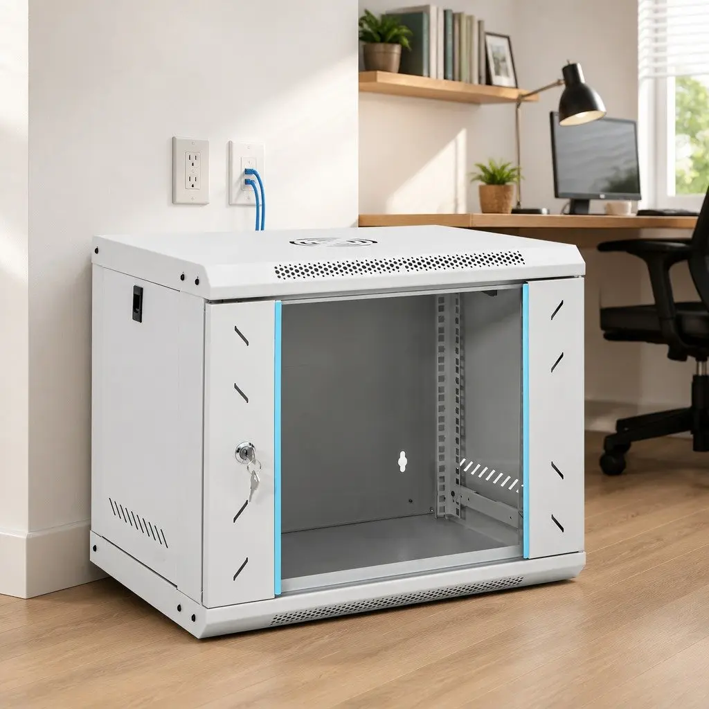 9U Wall Mounted Network Cabinet 19" IP20 53x40x45 cm Data Server Rack Grey