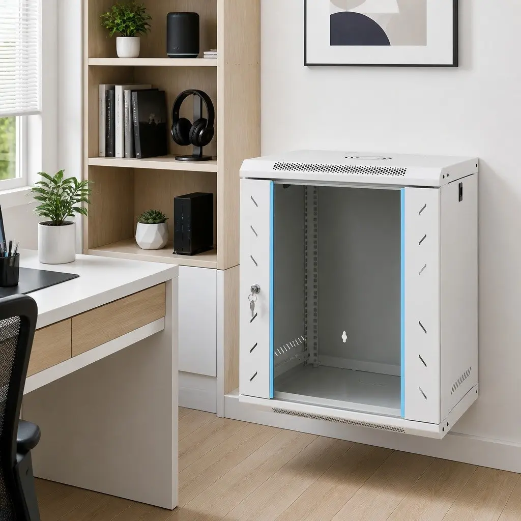 12U Wall Mounted Network Cabinet 19" IP20 53x40x60cm Server Data Rack Grey
