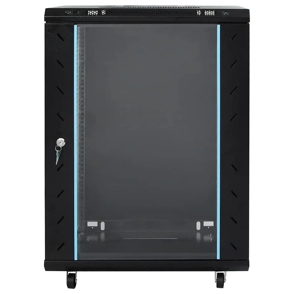 15U Network Cabinet Rack Mount Server Enclosure 19 Inch Black Cold Rolled Steel