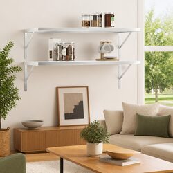 Wall Shelves 2 pcs 100x40 cm Silver Stainless Steel Floating Storage Display