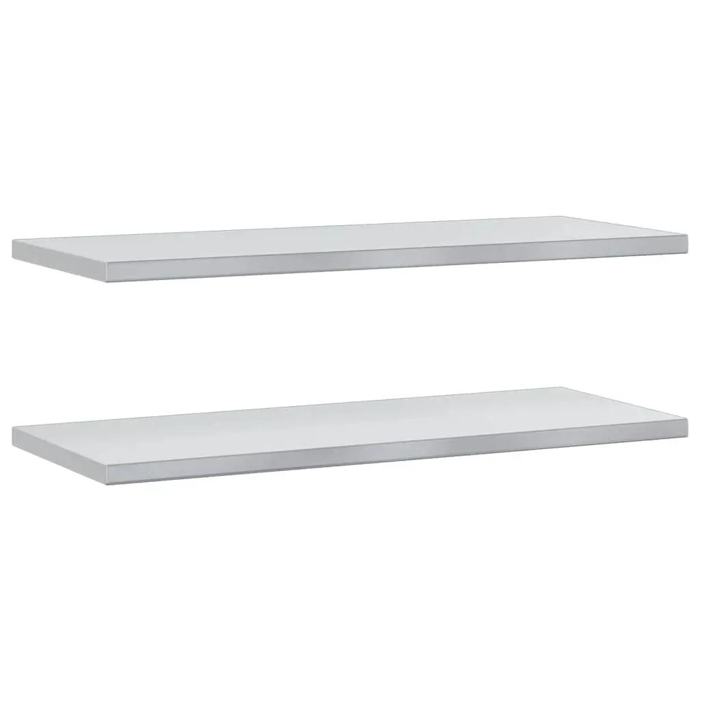 Wall Shelves Living Room Bedroom Office 100x40 cm Silver Stainless Steel Floating Storage Display 2 pcs