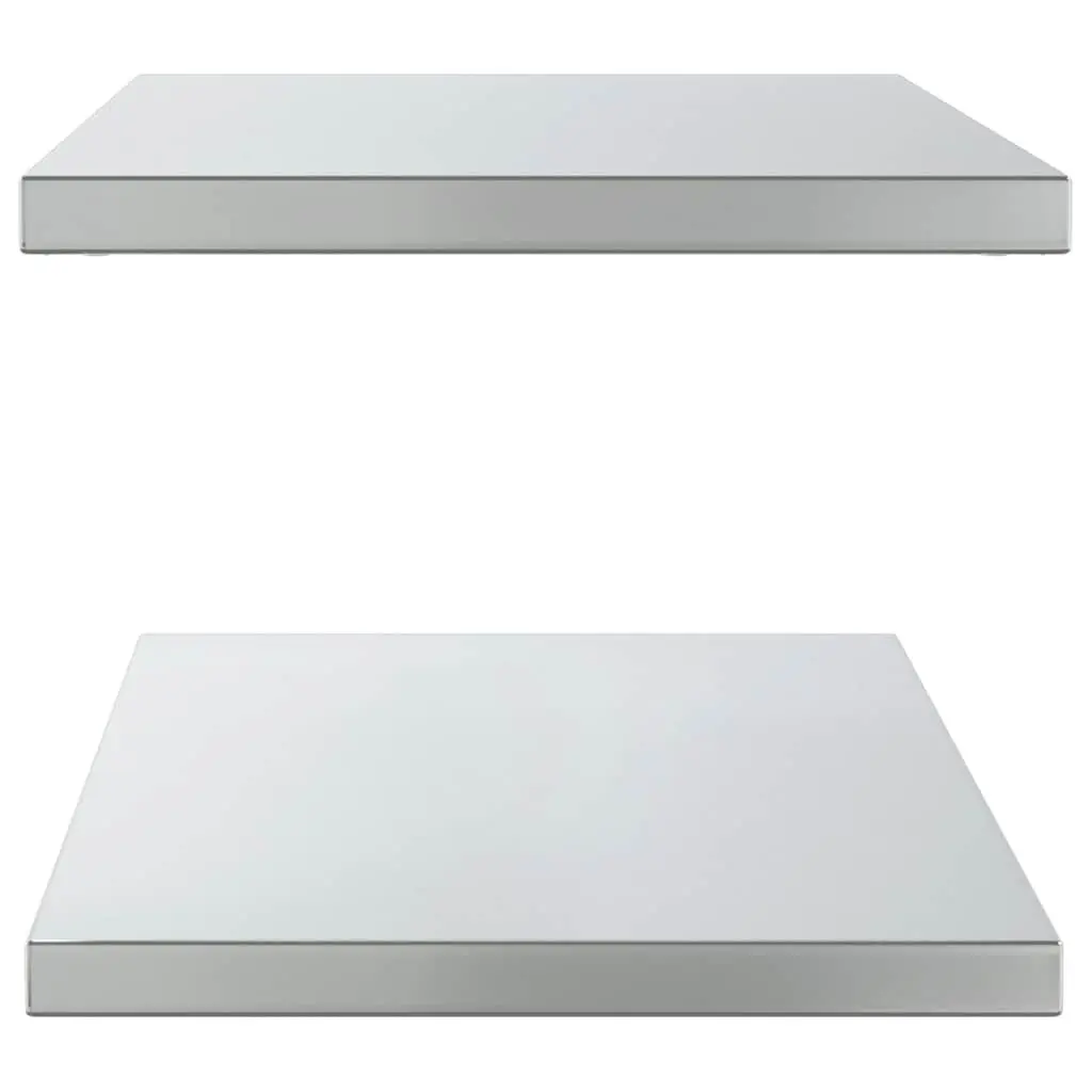 Wall Shelves Living Room Bedroom Office 100x40 cm Silver Stainless Steel Floating Storage Display 2 pcs