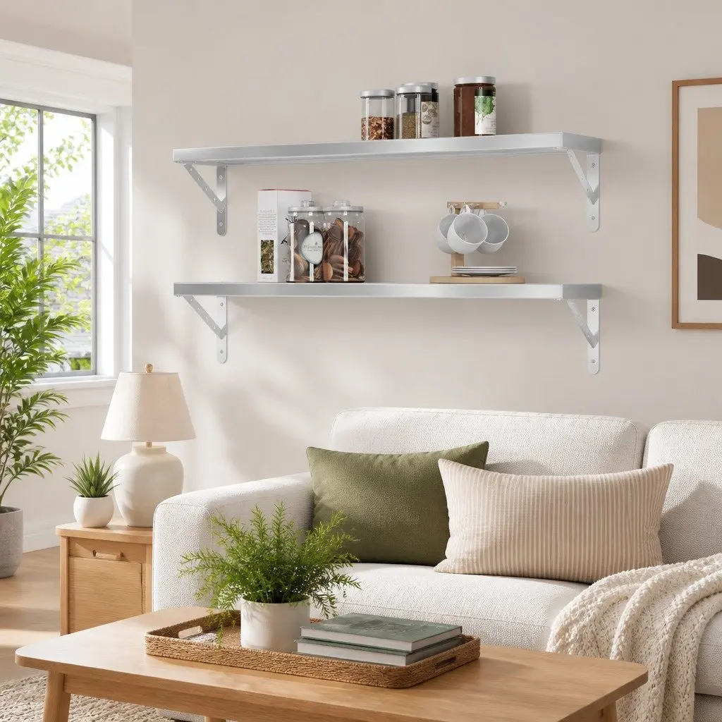 Wall Shelves 2 pcs 100x30 cm Silver Floating Storage Shelving Home Decor