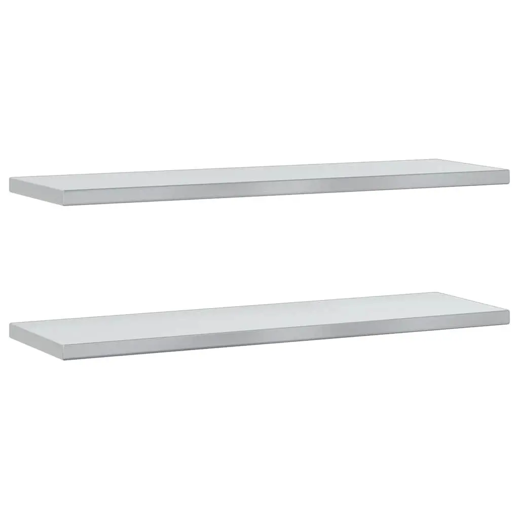 Wall Shelves 2 pcs 100x30 cm Silver Floating Storage Shelving Home Decor
