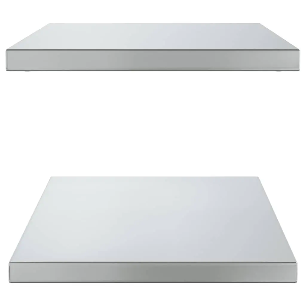 Wall Shelves Living Room Bedroom Office 75x40 cm Silver Stainless Steel Floating Mounted Storage