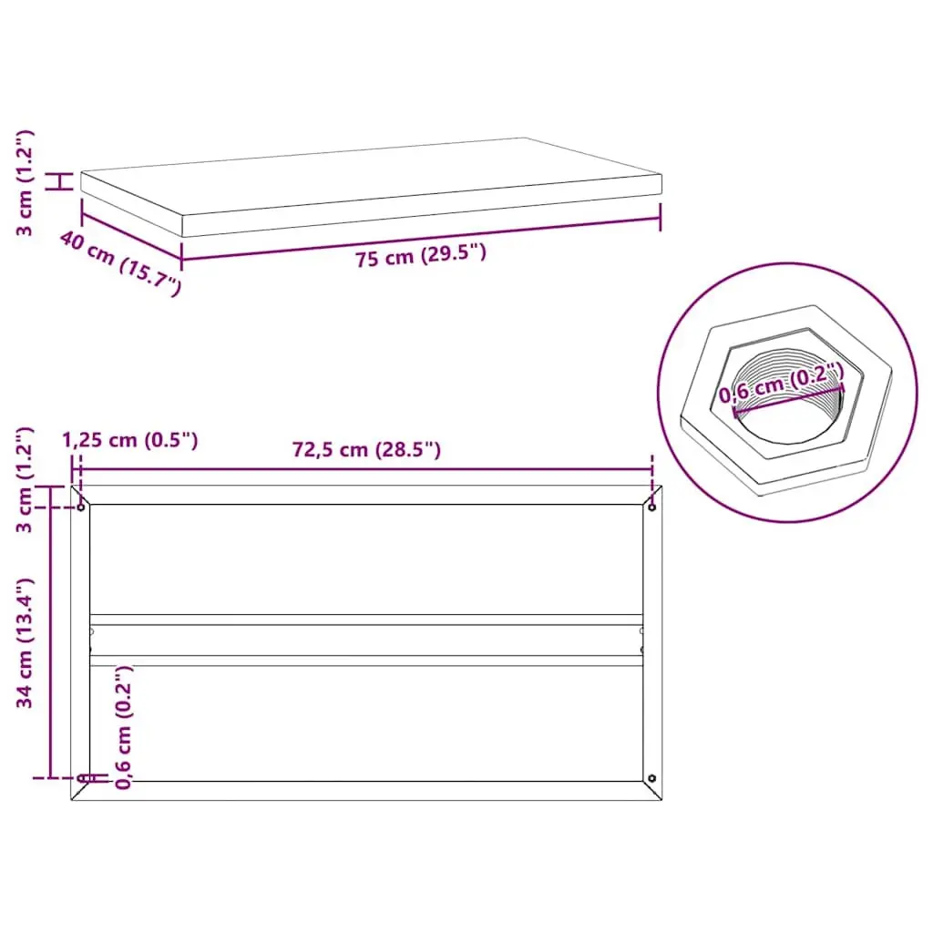 Wall Shelves Living Room Bedroom Office 75x40 cm Silver Stainless Steel Floating Mounted Storage