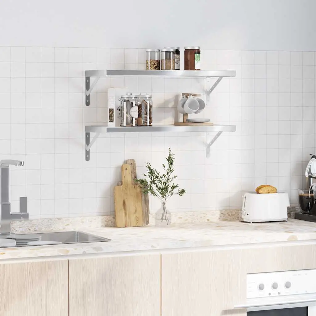Wall Shelves Living Room Bedroom Office 75x30 cm Silver Stainless Steel Floating Shelves