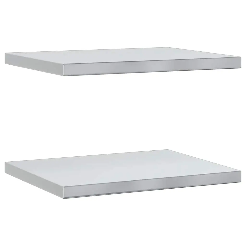 Wall Shelves 2 pcs 50x40 cm Silver Stainless Steel Floating Shelving Storage