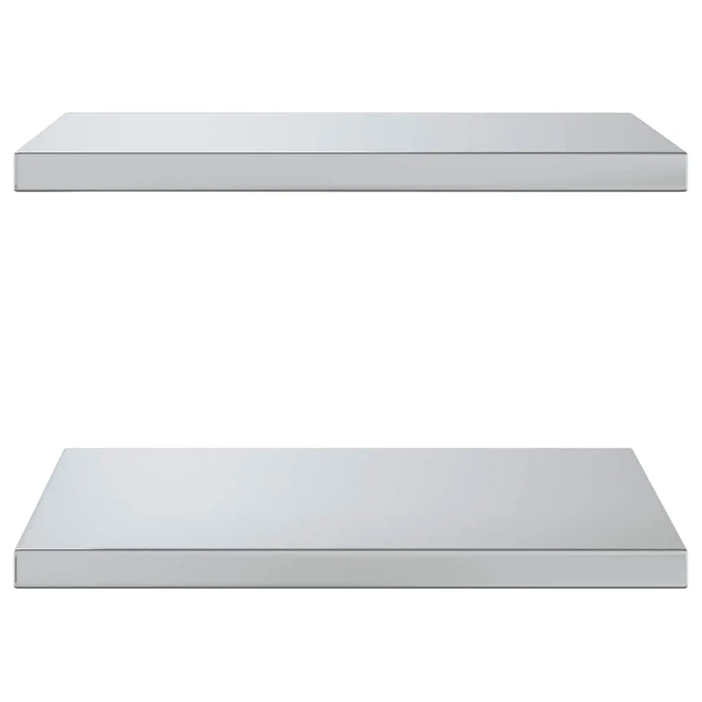 Wall Shelves 2 pcs 50x40 cm Silver Stainless Steel Floating Shelving Storage