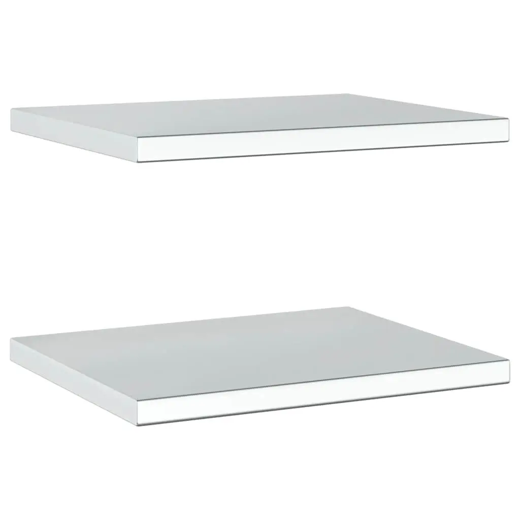 Wall Shelves 2 pcs 50x40 cm Silver Stainless Steel Floating Shelving Storage