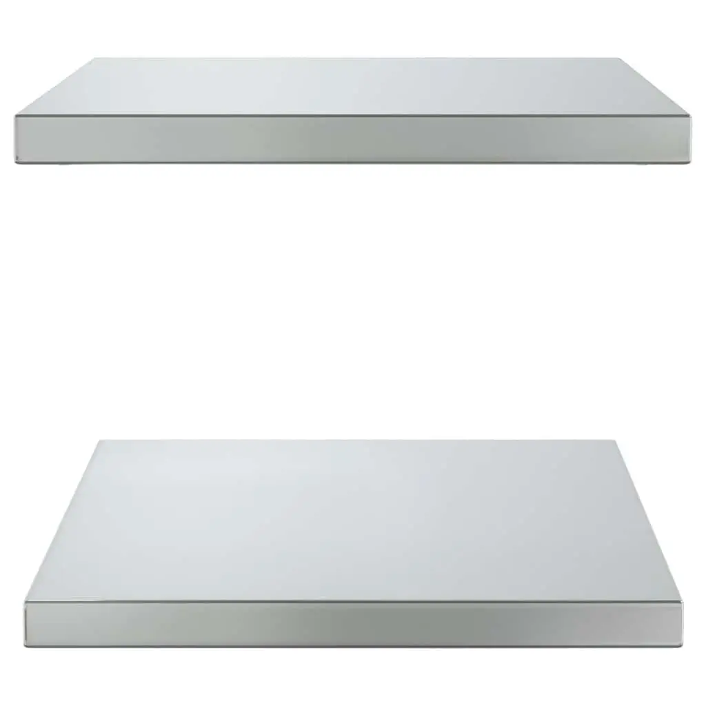 Wall Shelves 2 pcs 50x40 cm Silver Stainless Steel Floating Shelving Storage