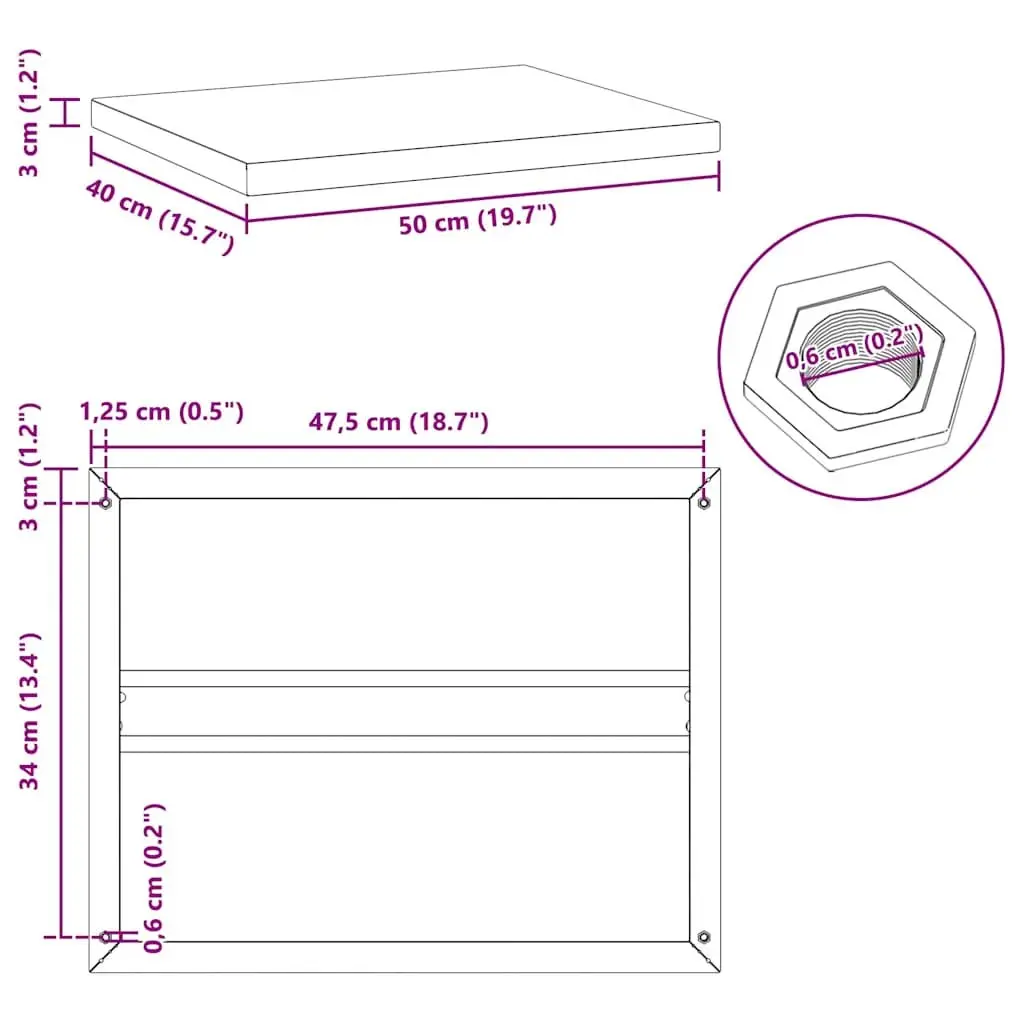 Wall Shelves 2 pcs 50x40 cm Silver Stainless Steel Floating Shelving Storage